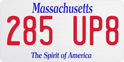 MA license plate 285UP8