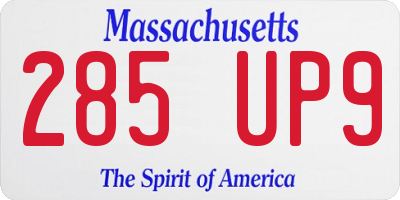 MA license plate 285UP9
