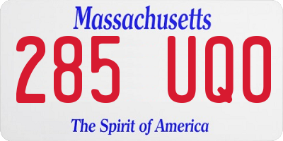 MA license plate 285UQ0