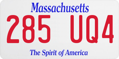 MA license plate 285UQ4