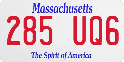 MA license plate 285UQ6