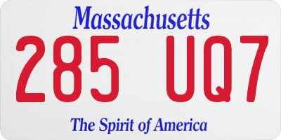 MA license plate 285UQ7