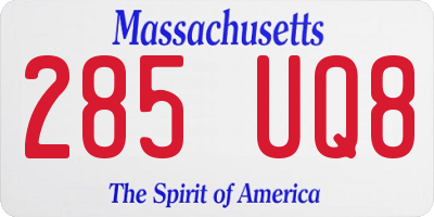 MA license plate 285UQ8