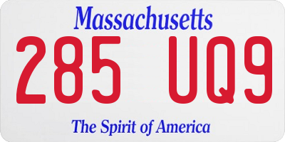 MA license plate 285UQ9