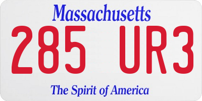 MA license plate 285UR3