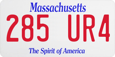MA license plate 285UR4