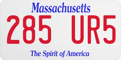 MA license plate 285UR5