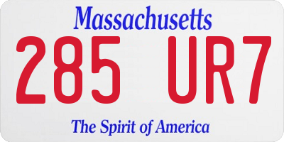 MA license plate 285UR7