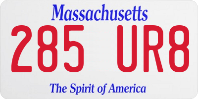 MA license plate 285UR8