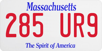 MA license plate 285UR9