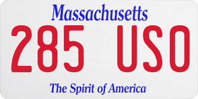 MA license plate 285US0