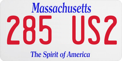 MA license plate 285US2
