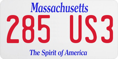 MA license plate 285US3