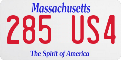 MA license plate 285US4
