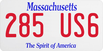 MA license plate 285US6