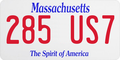 MA license plate 285US7
