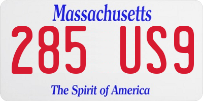 MA license plate 285US9