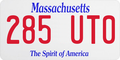MA license plate 285UT0