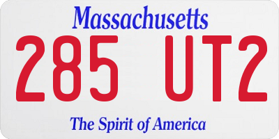 MA license plate 285UT2