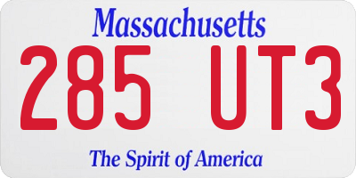 MA license plate 285UT3