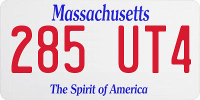 MA license plate 285UT4