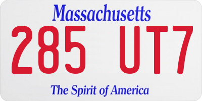 MA license plate 285UT7