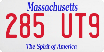 MA license plate 285UT9