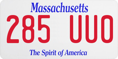 MA license plate 285UU0