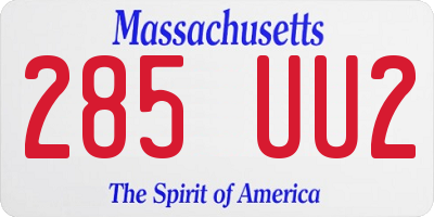 MA license plate 285UU2