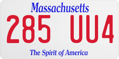 MA license plate 285UU4