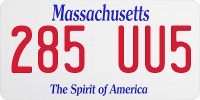 MA license plate 285UU5