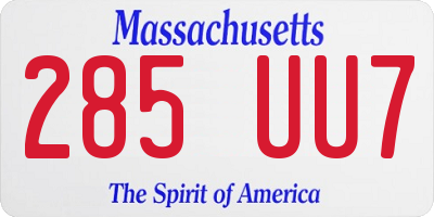 MA license plate 285UU7