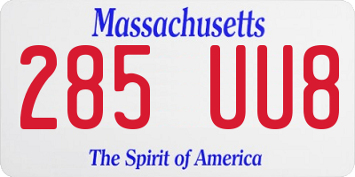 MA license plate 285UU8
