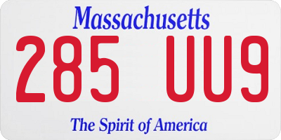 MA license plate 285UU9