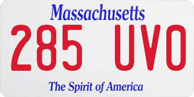 MA license plate 285UV0