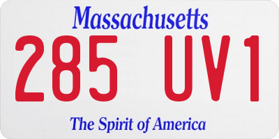 MA license plate 285UV1