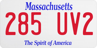 MA license plate 285UV2