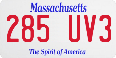 MA license plate 285UV3