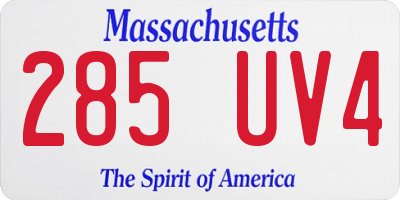 MA license plate 285UV4