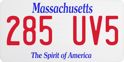 MA license plate 285UV5