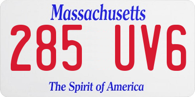 MA license plate 285UV6