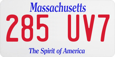 MA license plate 285UV7