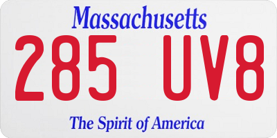 MA license plate 285UV8