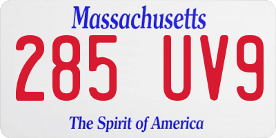 MA license plate 285UV9