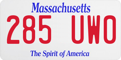MA license plate 285UW0