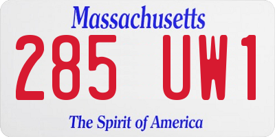 MA license plate 285UW1