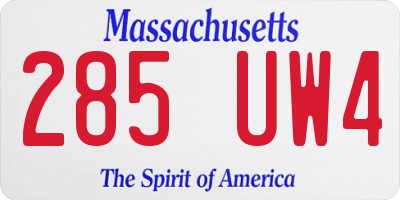 MA license plate 285UW4