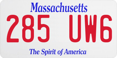 MA license plate 285UW6