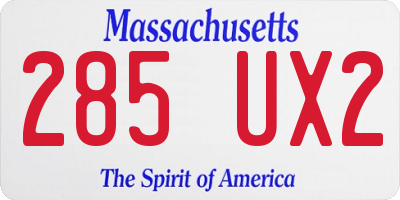 MA license plate 285UX2