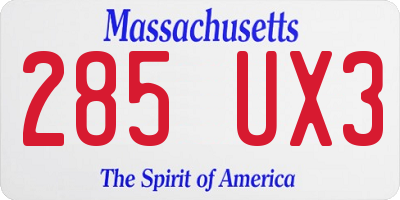 MA license plate 285UX3